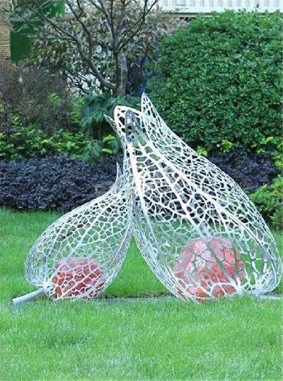 園林景觀小品鏤空郁金香不銹鋼雕塑定制