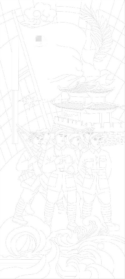 紅色黨建浮雕雕塑原創手繪設計稿