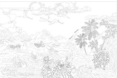 山水風(fēng)景浮雕雕塑原創(chuàng)手繪設(shè)計稿