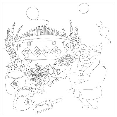 國泰民安浮雕雕塑原創(chuàng)手繪設(shè)計稿